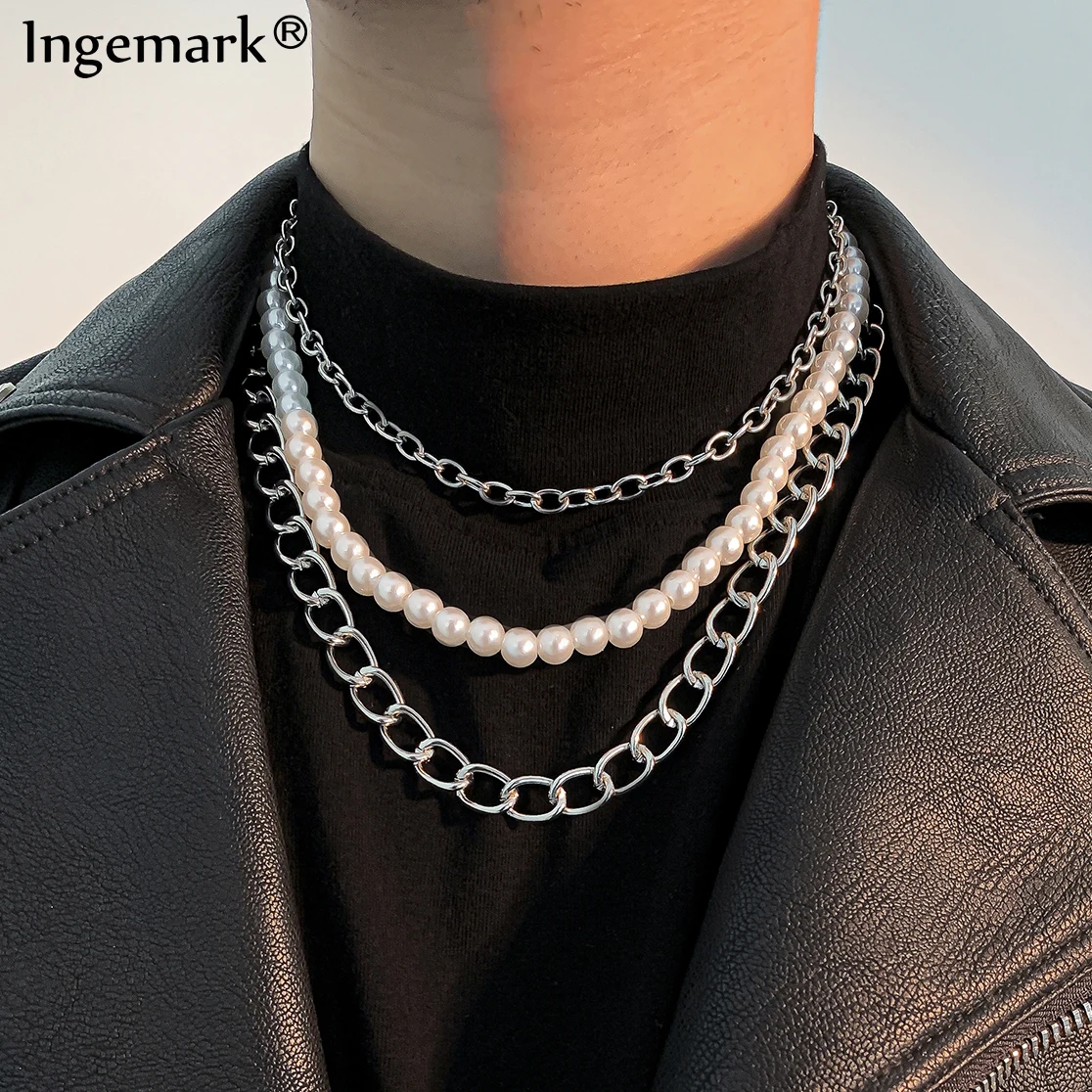Stainless Steel Chain Necklace Men Women Curb Cuban Link Imitation Pearl Chokers Vintage Silver Color Fashion Male Jewelry Gift
Stainless Steel Chain Necklace Men Women Curb Cuban Link Imitation Pearl Chokers Vintage Silver Color Fashion Male Jewelry Gift