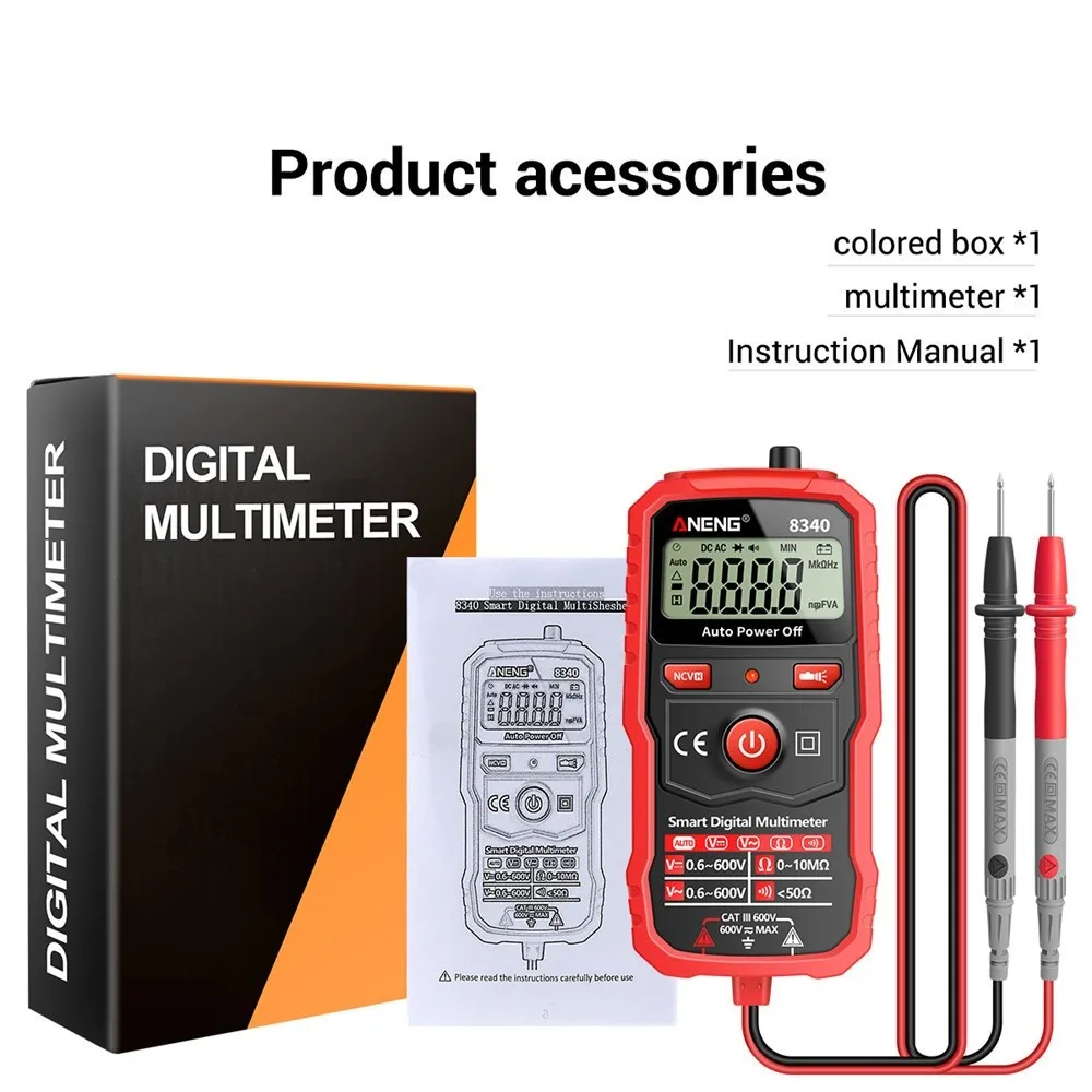 8340 Automatic Range Digital Multimeter High Precision Universal Meter Tranistor Meter With NCV Data Hold 6000counts Flashlight
8340 Automatic Range Digital Multimeter High Precision Universal Meter Tranistor Meter With NCV Data Hold 6000counts Flashlight