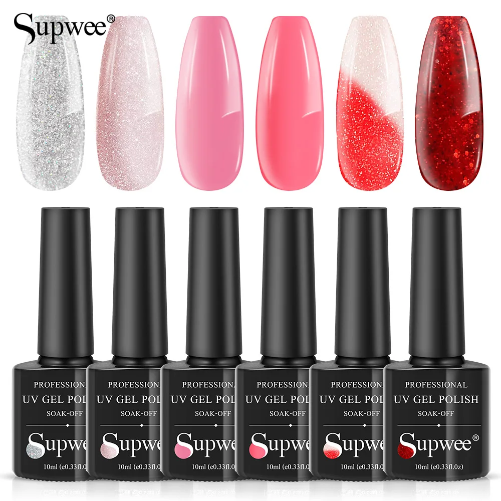 Supwee 10ML UV Gel Temperature Color Change Thermal Glitter 3 Colors Soak Off UV Gel Color-chaging Temperature Gel Nails Art
Supwee 10ML UV Gel Temperature Color Change Thermal Glitter 3 Colors Soak Off UV Gel Color-chaging Temperature Gel Nails Art