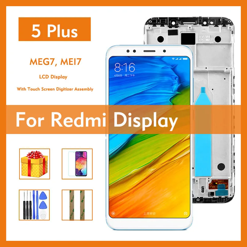 ЖК-дисплей для Xiaomi Redmi 5 Plus/MEG7/MEI7 5,99 '', сенсорный экран с дигитайзером в сборе, сменные детали с рамкой или без, оригинал
ЖК-дисплей для Xiaomi Redmi 5 Plus/MEG7/MEI7 5,99 '', сенсорный экран с дигитайзером в сборе, сменные детали с рамкой или без, оригинал