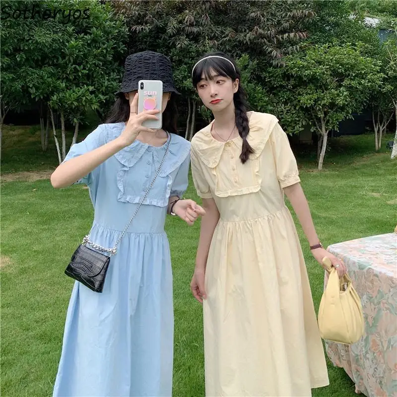 Short Sleeve Dress Women Comfortable Korean Style Soft Cute Leisure Fashion Elegant Simple Loose Chic Sweet Midi Dresses Solid
Short Sleeve Dress Women Comfortable Korean Style Soft Cute Leisure Fashion Elegant Simple Loose Chic Sweet Midi Dresses Solid