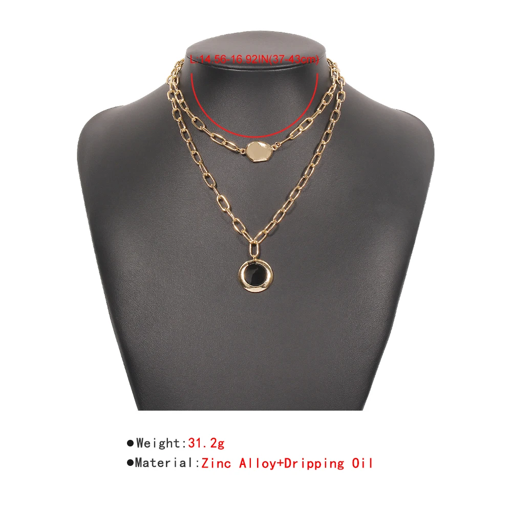 Lalynnly Gold Black Coin Pendant Necklace For Women Punk Round Multilayer Chain Choker Necklace 2021 Trendy Neck Jewelry N8522 
Lalynnly Gold Black Coin Pendant Necklace For Women Punk Round Multilayer Chain Choker Necklace 2021 Trendy Neck Jewelry N8522