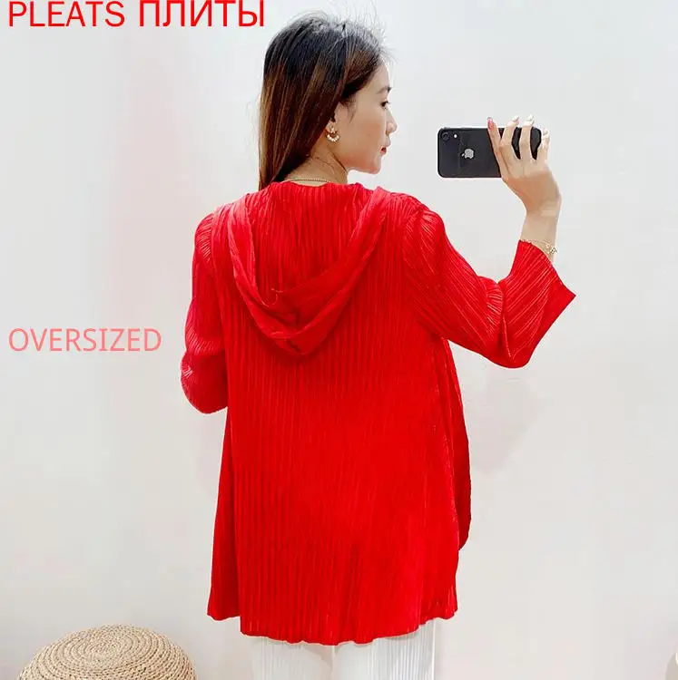 Miyake Pleated Top Women's 3 / 4 Sleeve Early Autumn New Stretch Oversized Cap Collar Slim T-shirt Pleats T Shirt Blusas De Muje
Miyake Pleated Top Women's 3 / 4 Sleeve Early Autumn New Stretch Oversized Cap Collar Slim T-shirt Pleats T Shirt Blusas De Muje