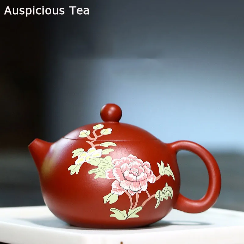 

100/160ml Hand Painted Tea Set Peony Raw Ore DaHongPao Xi Shi Tea Pot Real Yixing Tea Set KungFu Zisha Tea Pots Clay Teapot Gift