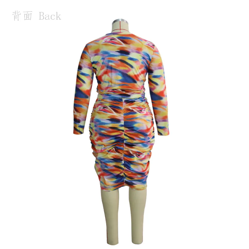 Real Picture Florals Printing Women Skirt Sets Long Sleeves Cropped Top with Drawstring + Bodycon Skirt 2PCS Plus Size L--5XL 
Real Picture Florals Printing Women Skirt Sets Long Sleeves Cropped Top with Drawstring + Bodycon Skirt 2PCS Plus Size L--5XL