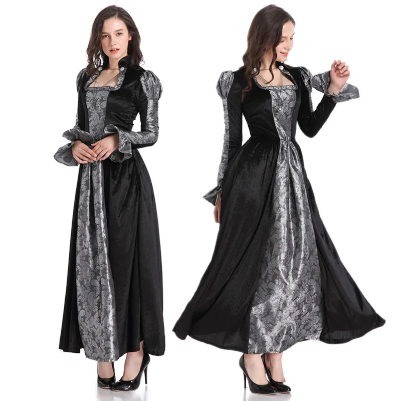 Women Black Gray Witch Dress Sorceress Cosplay Adult Halloween Masquerade Role play Party Dress
Women Black Gray Witch Dress Sorceress Cosplay Adult Halloween Masquerade Role play Party Dress