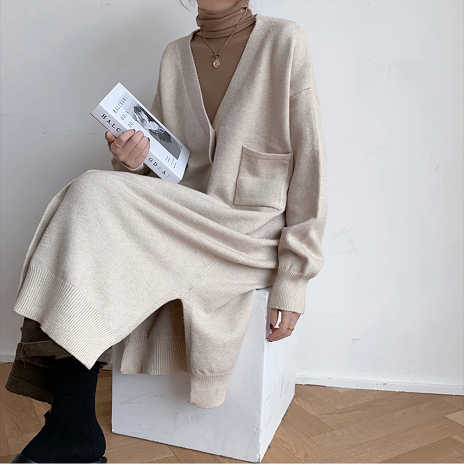 2020 Long Cardigan women Sweater Autumn Winter Lantern sleeve Knitted Sweater Plus size Jacket Loose Ladies Sweaters Cardigans
2020 Long Cardigan women Sweater Autumn Winter Lantern sleeve Knitted Sweater Plus size Jacket Loose Ladies Sweaters Cardigans