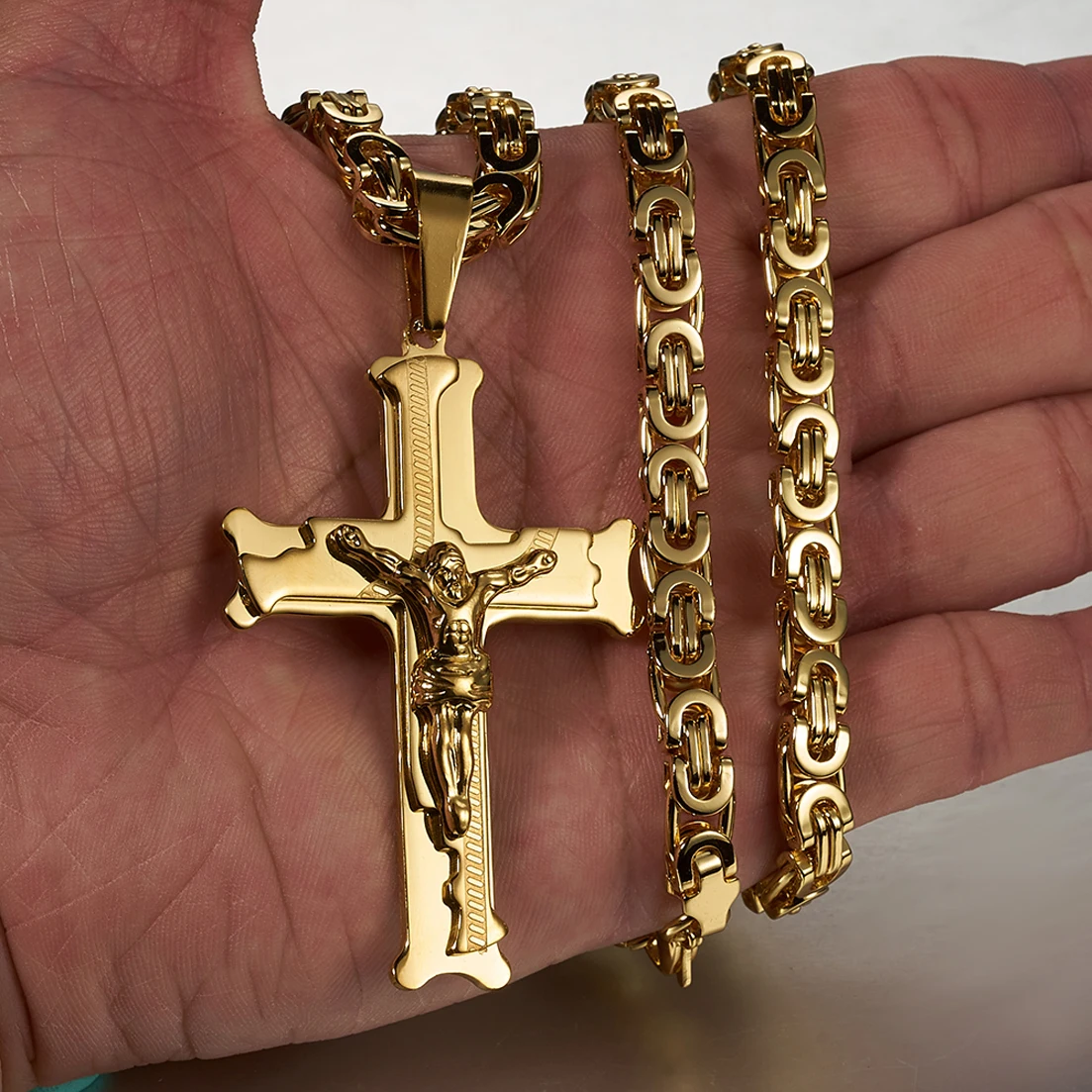 Trendy White Gold 316L Stainless Steel Jesus Cross Pendant Necklace Jewelry Gift For Hip Hop Men Women 18-34inch
Trendy White Gold 316L Stainless Steel Jesus Cross Pendant Necklace Jewelry Gift For Hip Hop Men Women 18-34inch