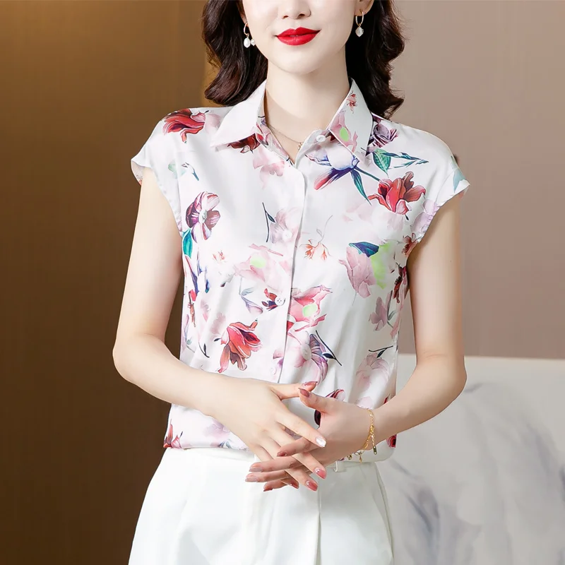 Silk shirt summer 2021 new style printing fashion short-sleeved lapel mulberry silk womens tops button up shirt
Silk shirt summer 2021 new style printing fashion short-sleeved lapel mulberry silk womens tops button up shirt