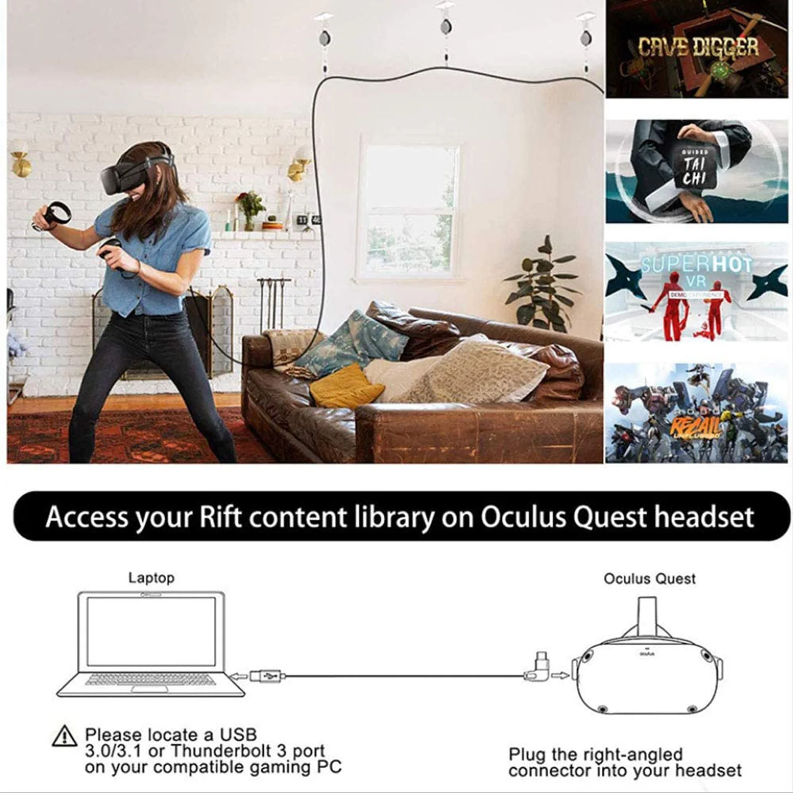 USB 3.0 Type A To C Data Cable Charging Cord For Oculus Quest 2 Link Headset USB 3.0 Type C Data Charging Cable Transfer
USB 3.0 Type A To C Data Cable Charging Cord For Oculus Quest 2 Link Headset USB 3.0 Type C Data Charging Cable Transfer