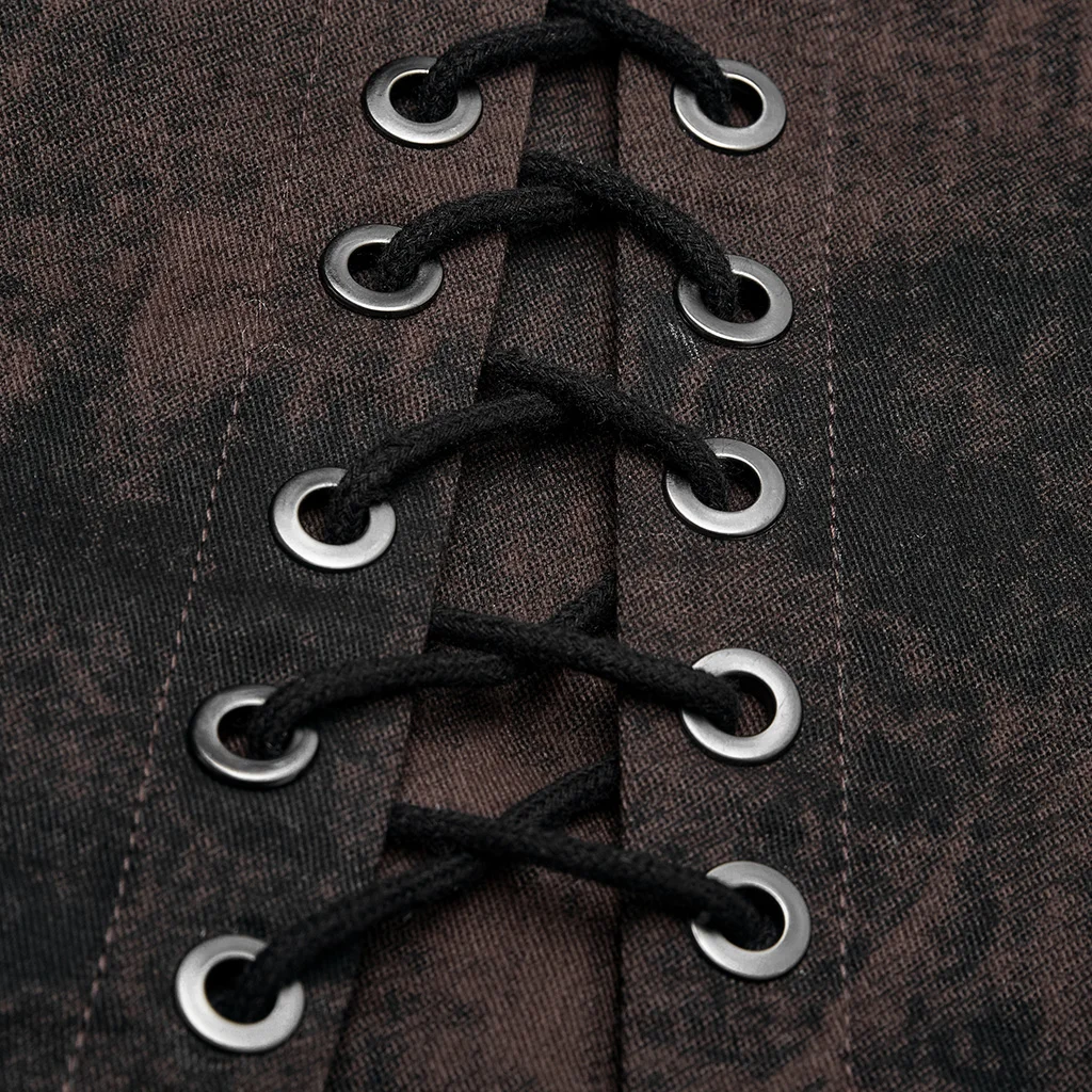 PUNK RAVE Men's Steampunk Mottled Stripes Vest Punk Irregular Hem Fit Sleevelss Party Dinner Short Personality Waistcoat
PUNK RAVE Men's Steampunk Mottled Stripes Vest Punk Irregular Hem Fit Sleevelss Party Dinner Short Personality Waistcoat