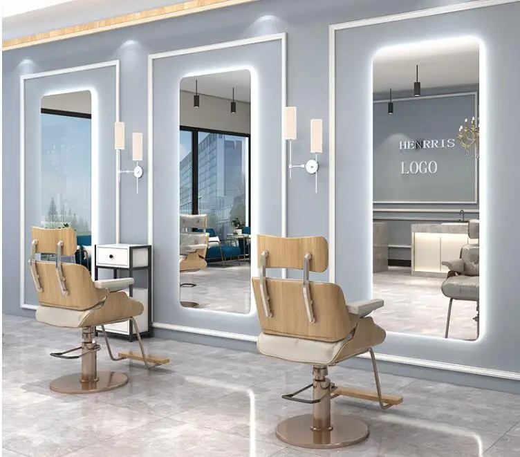 Barber shop mirror online celebrity hairdressing makeup mirror hair salon special tide wall simple LED haircut mirror with light
Barber shop mirror online celebrity hairdressing makeup mirror hair salon special tide wall simple LED haircut mirror with light