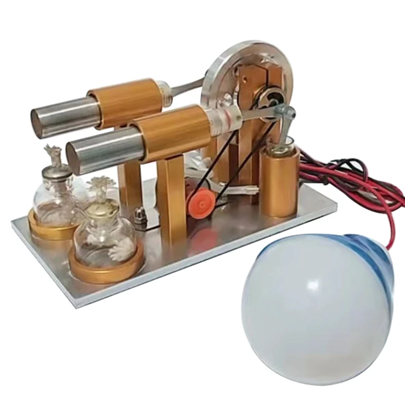 Metal Hot Double Cylinder Stirling Engine Model Educational Scientific Power Generation Experimental Toys
Metal Hot Double Cylinder Stirling Engine Model Educational Scientific Power Generation Experimental Toys