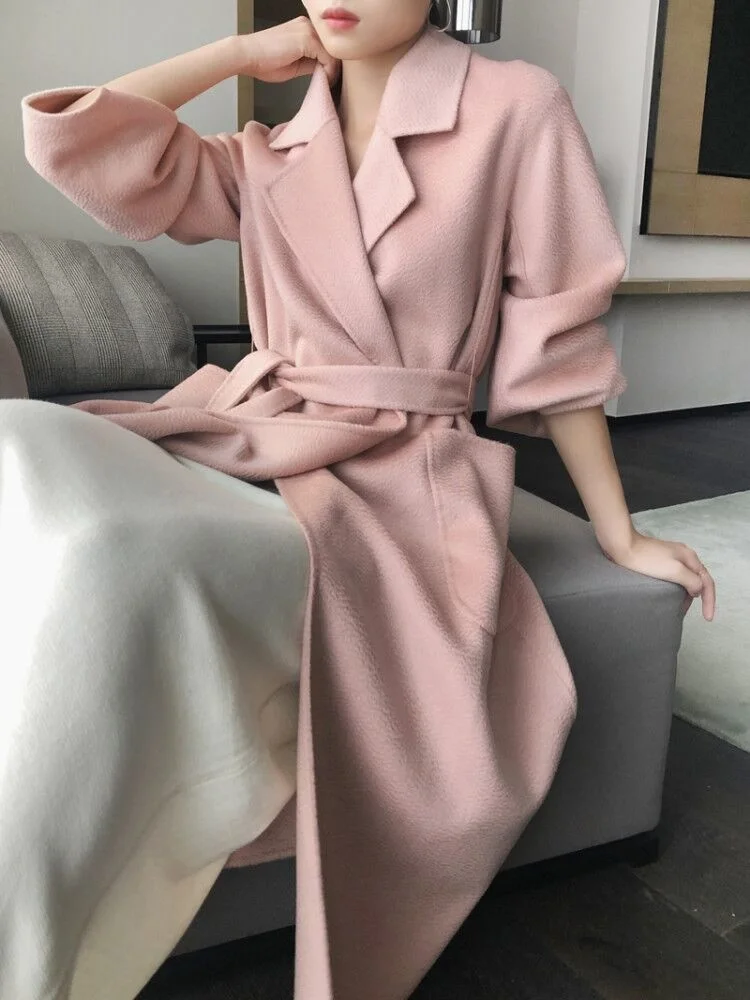 High end wavy cashmere coat women's middle and long knee length double-sided wool tweed coat women's new 2021
High end wavy cashmere coat women's middle and long knee length double-sided wool tweed coat women's new 2021