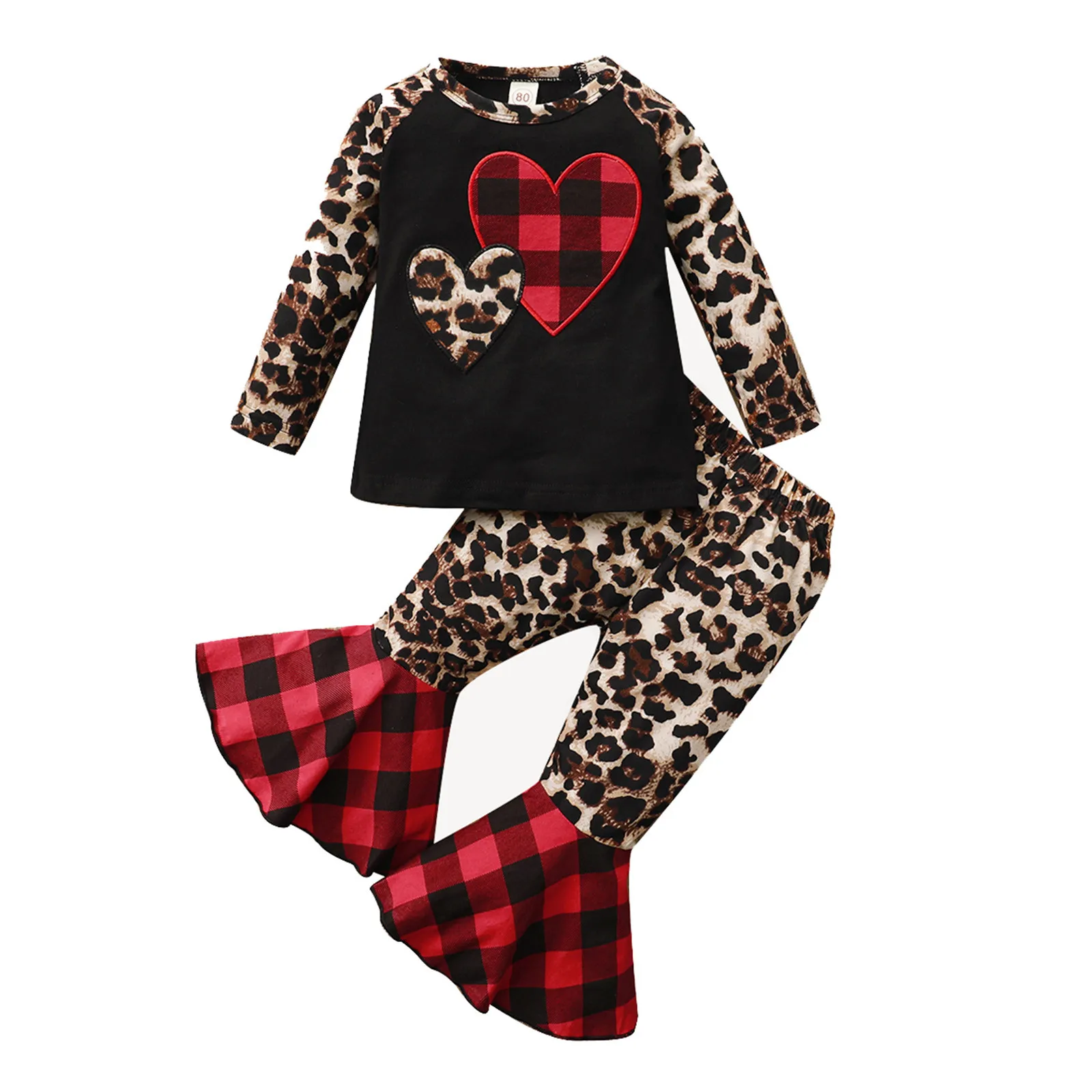 Toddler Baby Girls Valentine's Day Hearts Tops Leopard Print Flare Pants Outfits Fashion Long Sleeve Cotton Baby Girls Clothing
Toddler Baby Girls Valentine's Day Hearts Tops Leopard Print Flare Pants Outfits Fashion Long Sleeve Cotton Baby Girls Clothing
