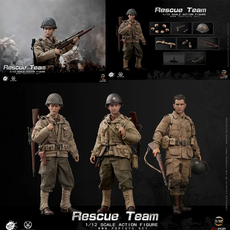 

POPTOYS CMS004 1/12 WWII US Rescue Squad Team 3Pcs Soldier Action Figure Toys For Collection In Stock