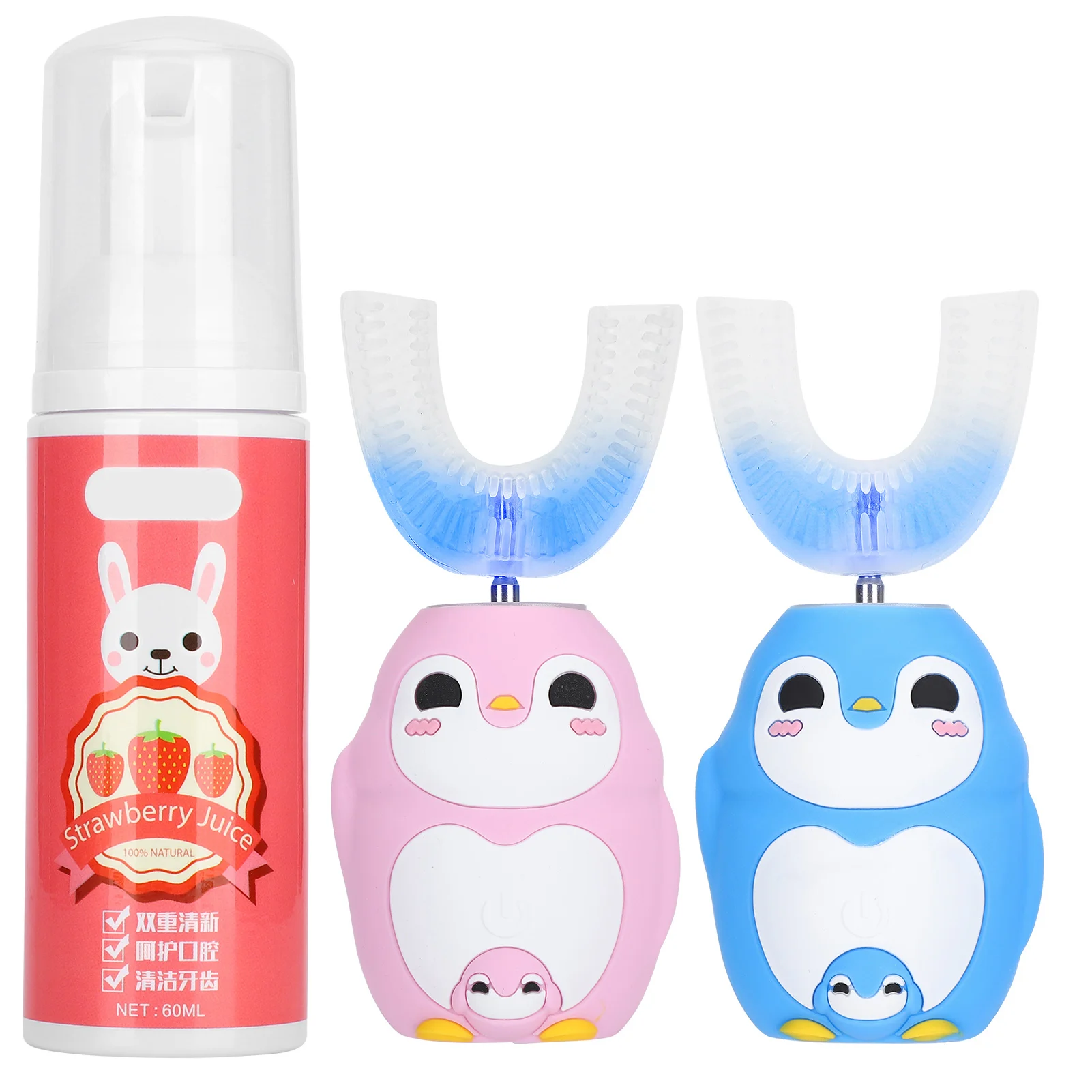 Silicone UShaped Head Smart Children Safe Low Amplitude High Frequency Motor Automatic Sonic Electronic Toothbrush Mousse 60ml
Silicone UShaped Head Smart Children Safe Low Amplitude High Frequency Motor Automatic Sonic Electronic Toothbrush Mousse 60ml