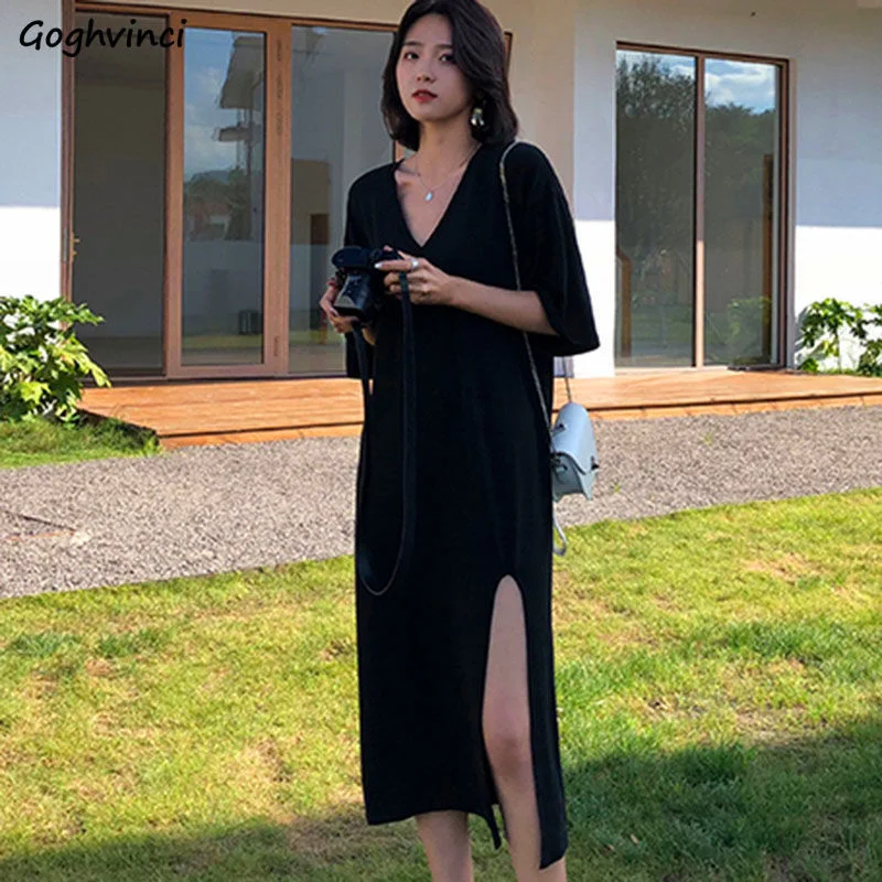 Dresses Women Ulzzang High Street Casual Female Summer Side-split Chic Design Tender Fashion All-match Holiday Loose Cozy Simple
Dresses Women Ulzzang High Street Casual Female Summer Side-split Chic Design Tender Fashion All-match Holiday Loose Cozy Simple