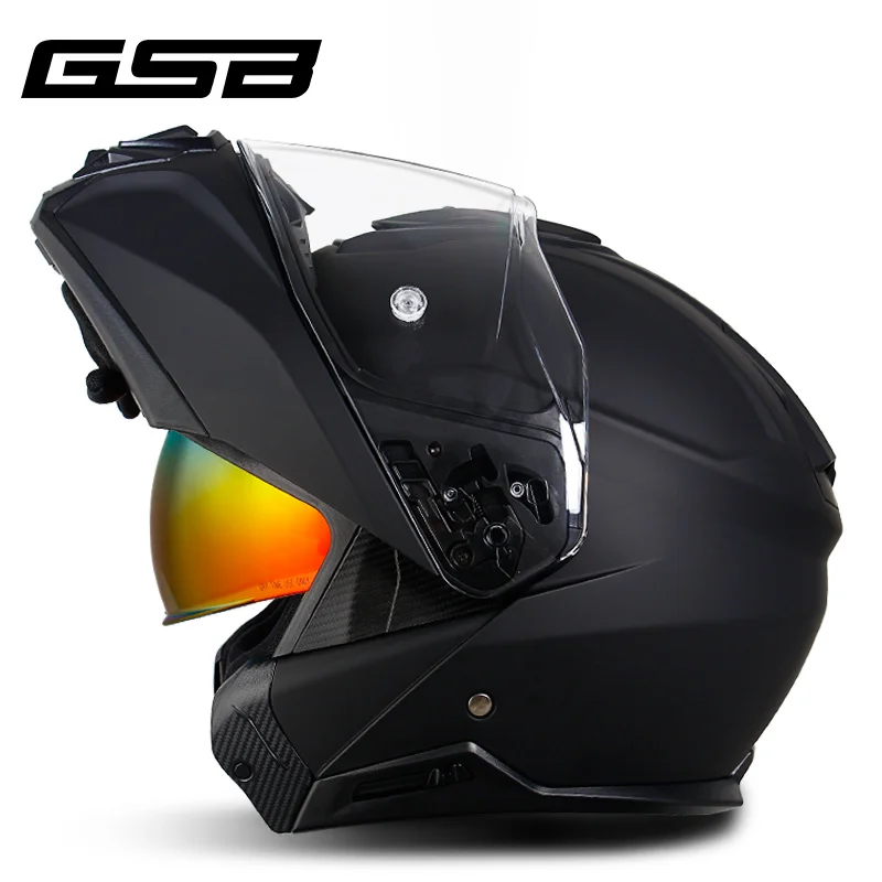 

Мотоциклетный шлем GSB S-362, модульный, с хромированным красным солнцезащитным козырьком, для мужчин и женщин