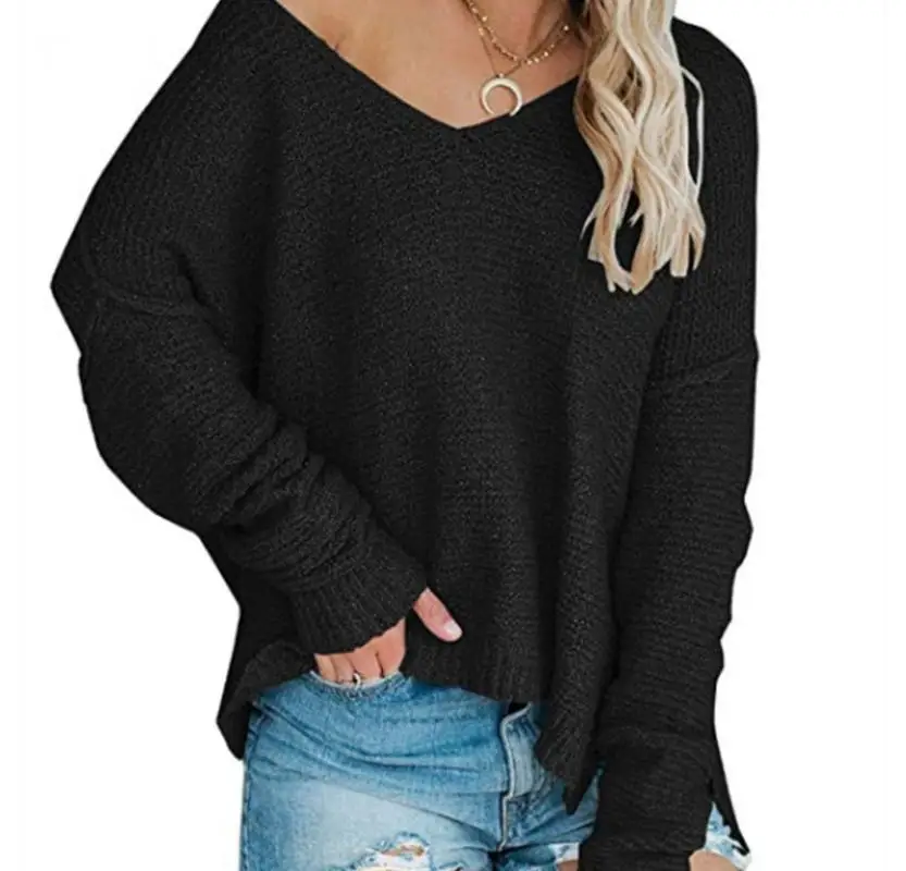 2020 Autumn Women Off Shoulder Sweater Women V Neck Sweater Long Sleeve Loose Knitted Sweater Pullover Women
2020 Autumn Women Off Shoulder Sweater Women V Neck Sweater Long Sleeve Loose Knitted Sweater Pullover Women