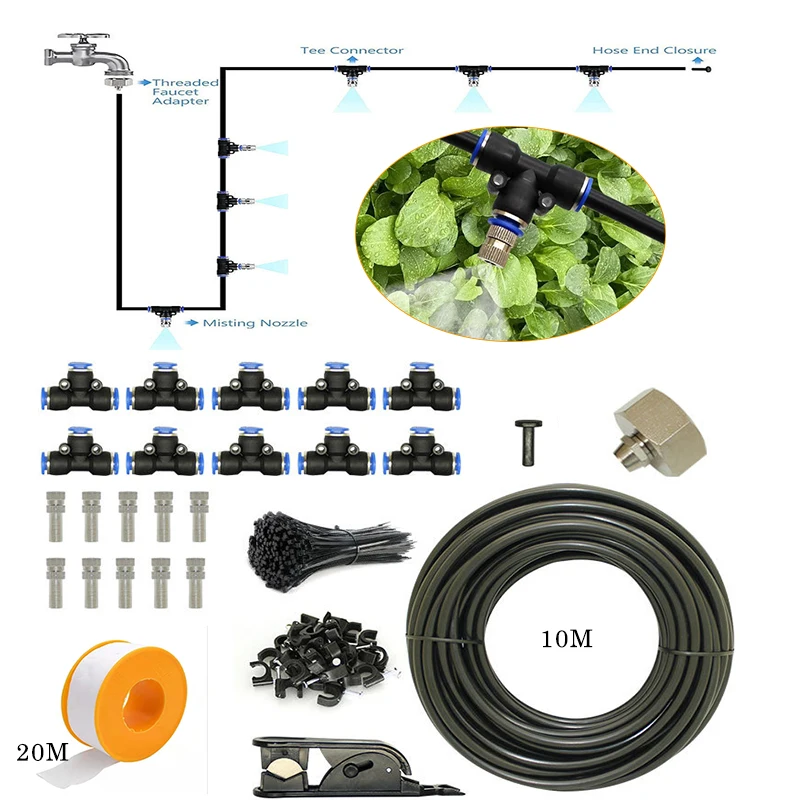 10 Meters Water Misting Cooling System Mist Sprinkler Nozzle Outdoor Garden Patio Greenhouse Plants Spray Hose Watering Kit
10 Meters Water Misting Cooling System Mist Sprinkler Nozzle Outdoor Garden Patio Greenhouse Plants Spray Hose Watering Kit
