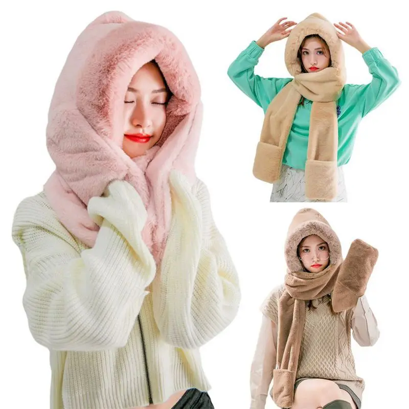 Cute Bear Ear Hat Scarf Gloves Set Winter Windproof Scarf And Glove Set Thick Hood Scarf With Mitten Women Novelty Earflap Cap
Cute Bear Ear Hat Scarf Gloves Set Winter Windproof Scarf And Glove Set Thick Hood Scarf With Mitten Women Novelty Earflap Cap