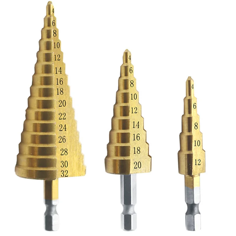 Step Cone Drill Bit Hole Cutter Workshop Tools Car Body Repair Tool Sheet Metal Hex Titanium 3pcs Set 4 - 12/20/32mm
Step Cone Drill Bit Hole Cutter Workshop Tools Car Body Repair Tool Sheet Metal Hex Titanium 3pcs Set 4 - 12/20/32mm