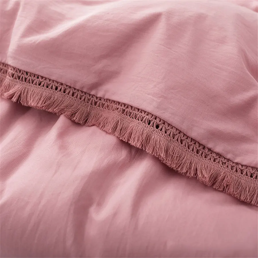 Solid Color Bedding Set 2/3pcs Handmade Tassel Lace Duvet Cover Pillowcase Washed Cotton Home Textile Quilt Cover Simple Fashion
Solid Color Bedding Set 2/3pcs Handmade Tassel Lace Duvet Cover Pillowcase Washed Cotton Home Textile Quilt Cover Simple Fashion