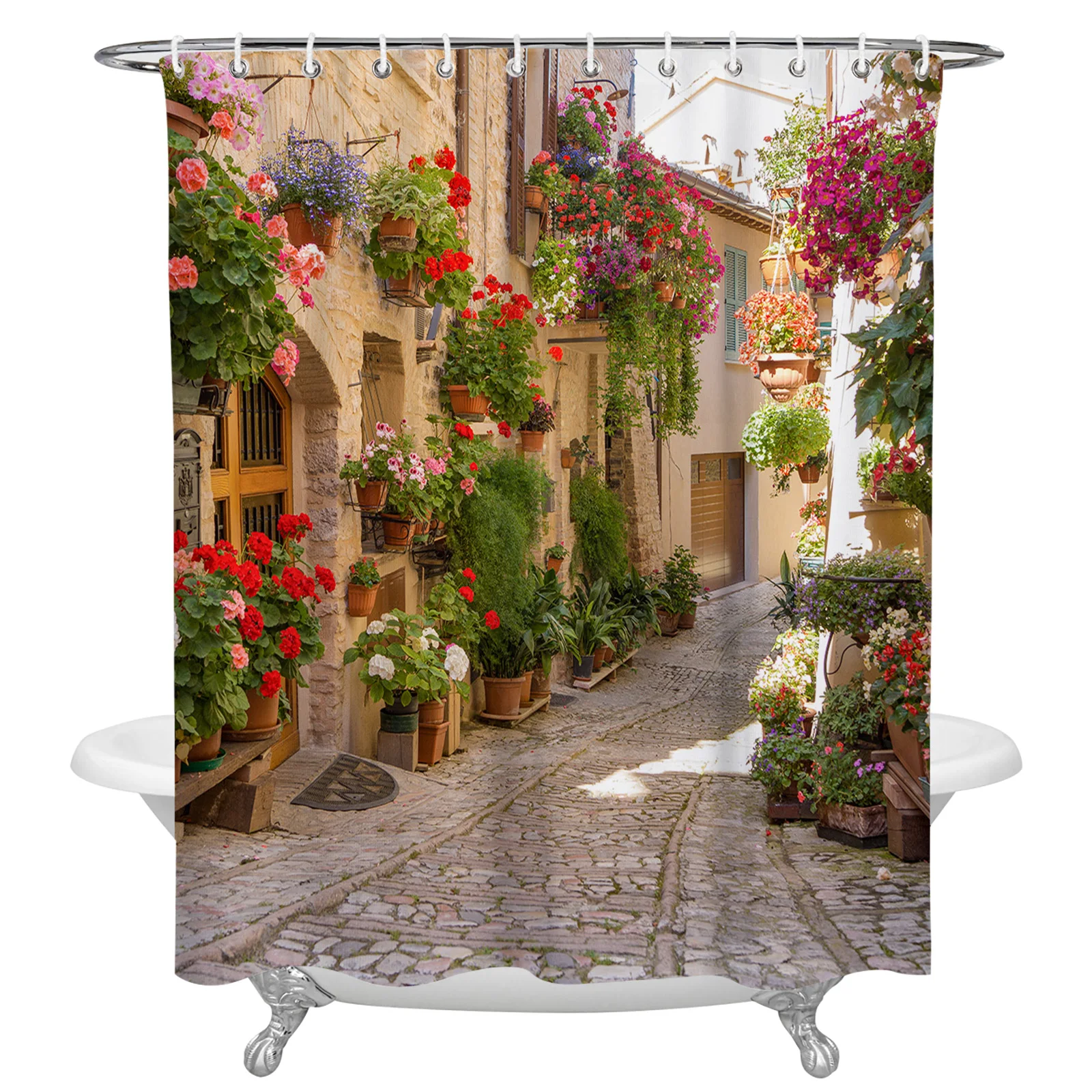 Водонепроницаемая занавеска для душа Spello Town Flower Street, Рождественский Декор для ванной комнаты, домашний декор
Водонепроницаемая занавеска для душа Spello Town Flower Street, Рождественский Декор для ванной комнаты, домашний декор