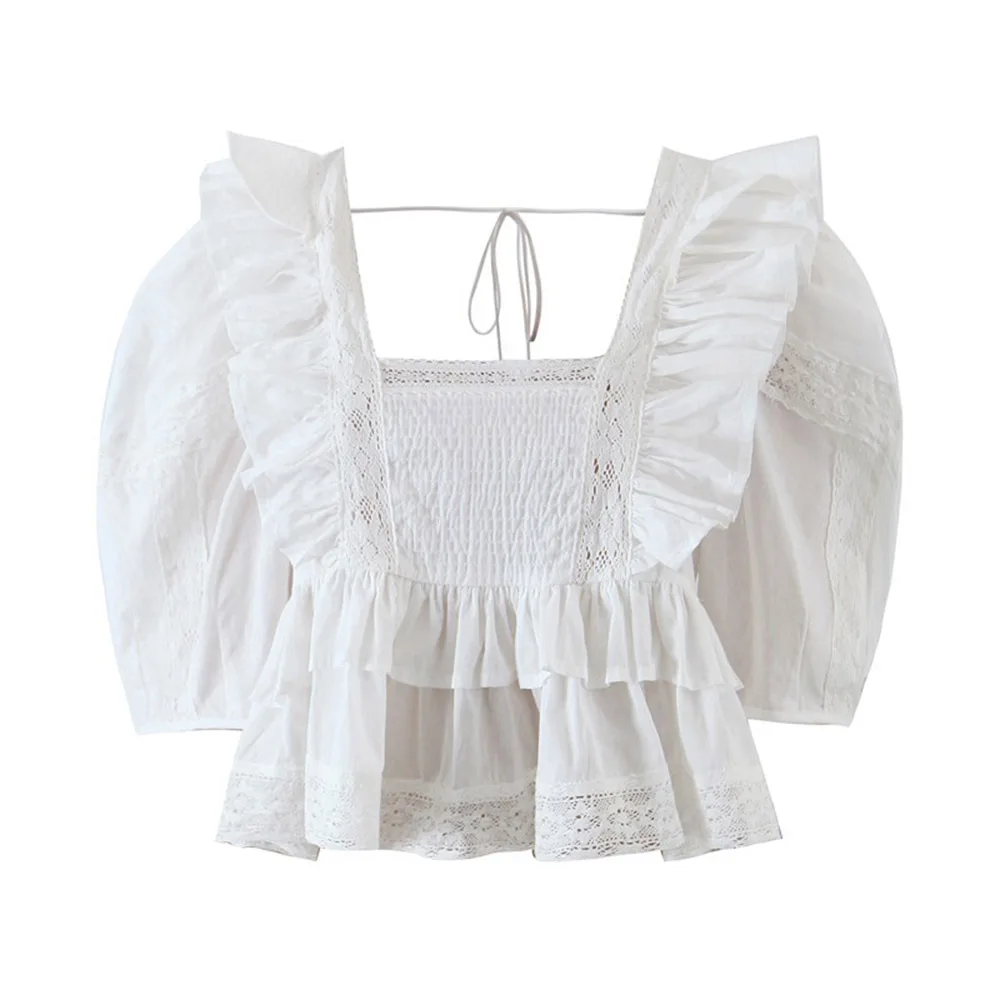 Women Top Sexy Blouse Backless Square Neck Plain Short Sleeve Club Party White Shirt Puff Sleeve Ruffle Tunic Crop Summer Tops
Women Top Sexy Blouse Backless Square Neck Plain Short Sleeve Club Party White Shirt Puff Sleeve Ruffle Tunic Crop Summer Tops