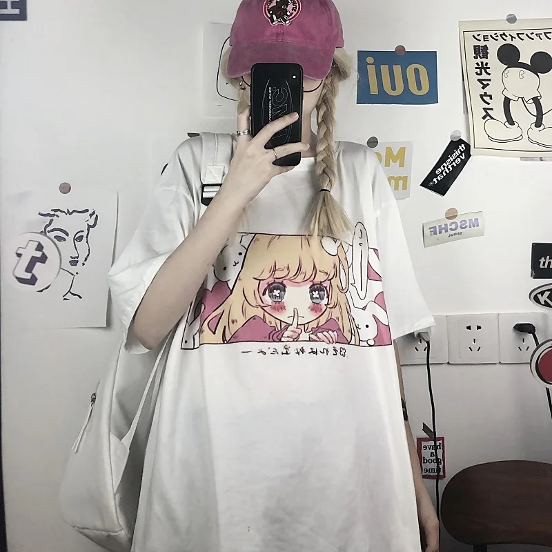 kuakuayu HJN Harajuku Loose Summer New Female Cute Girl Sweet Print Vintage Casual O-neck Top Large Size Short-sleeved T-shirt 
kuakuayu HJN Harajuku Loose Summer New Female Cute Girl Sweet Print Vintage Casual O-neck Top Large Size Short-sleeved T-shirt