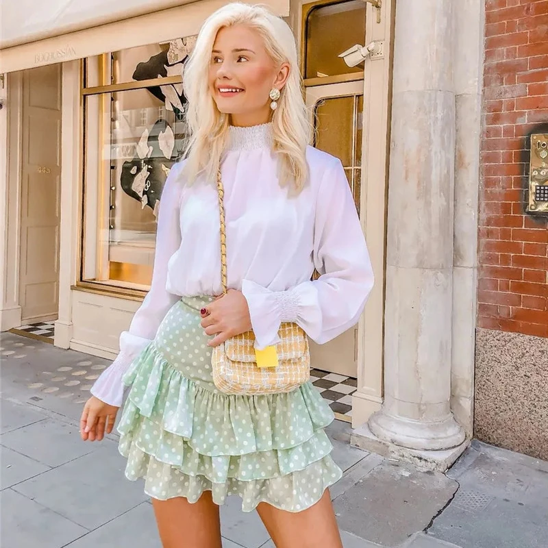 Женская летняя мини-юбка za, модная красная короткая юбка в горошек с высокой талией и плиссированными оборками, уличная одежда для девочек 
Женская летняя мини-юбка za, модная красная короткая юбка в горошек с высокой талией и плиссированными оборками, уличная одежда для девочек