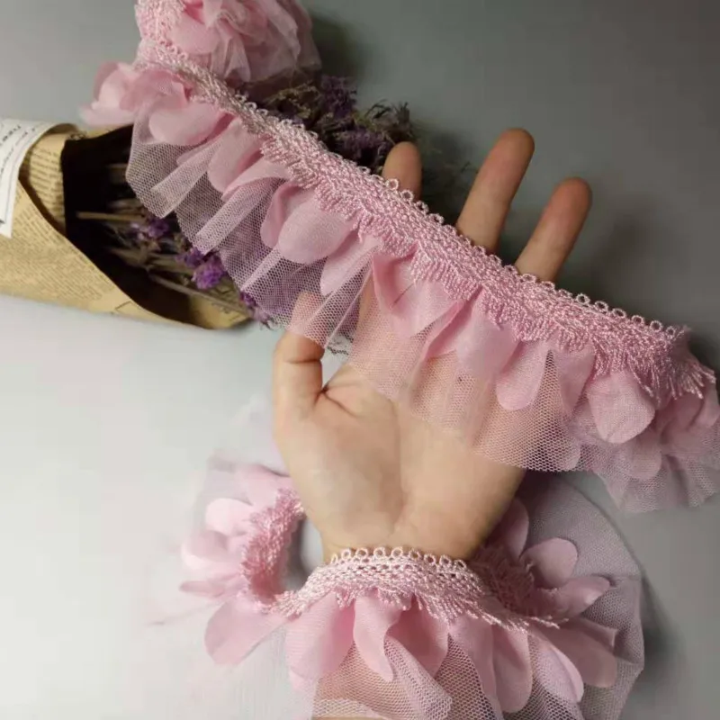 5 Yard Pink 2-layer Pleated Fabric Organza Embroidered Lace Trim Ribbon Handmade Wedding Dress Bridal Sewing Craft Decoration
5 Yard Pink 2-layer Pleated Fabric Organza Embroidered Lace Trim Ribbon Handmade Wedding Dress Bridal Sewing Craft Decoration