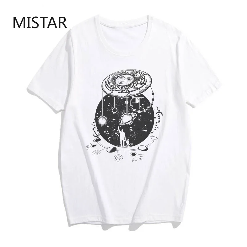 Женская Винтажная футболка с круглым вырезом, коротким рукавом и принтом планеты 
Женская Винтажная футболка с круглым вырезом, коротким рукавом и принтом планеты