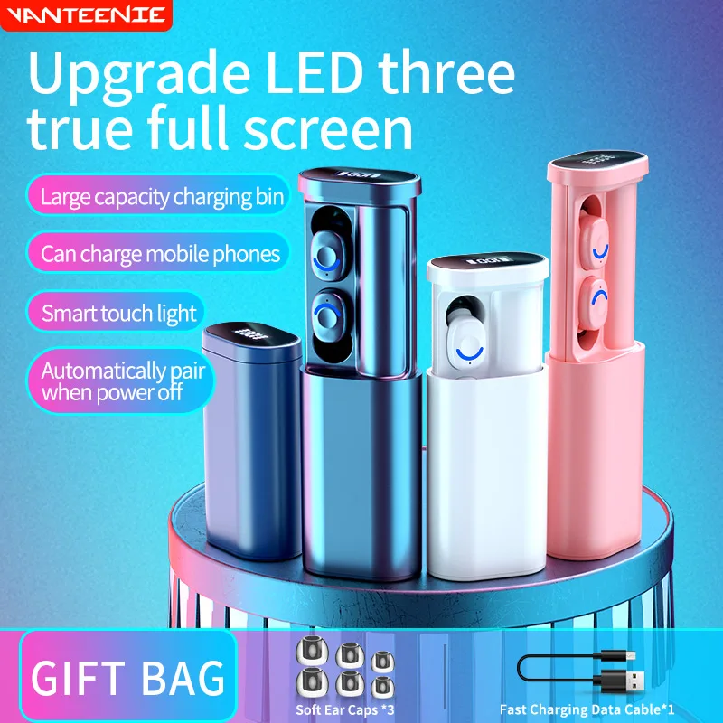 TWS наушники с Bluetooth 5,2, 2200 мА/ч, зарядная станция, беспроводные наушники 9D, водонепроницаемые наушники, гарнитура с микрофоном 
TWS наушники с Bluetooth 5,2, 2200 мА/ч, зарядная станция, беспроводные наушники 9D, водонепроницаемые наушники, гарнитура с микрофоном