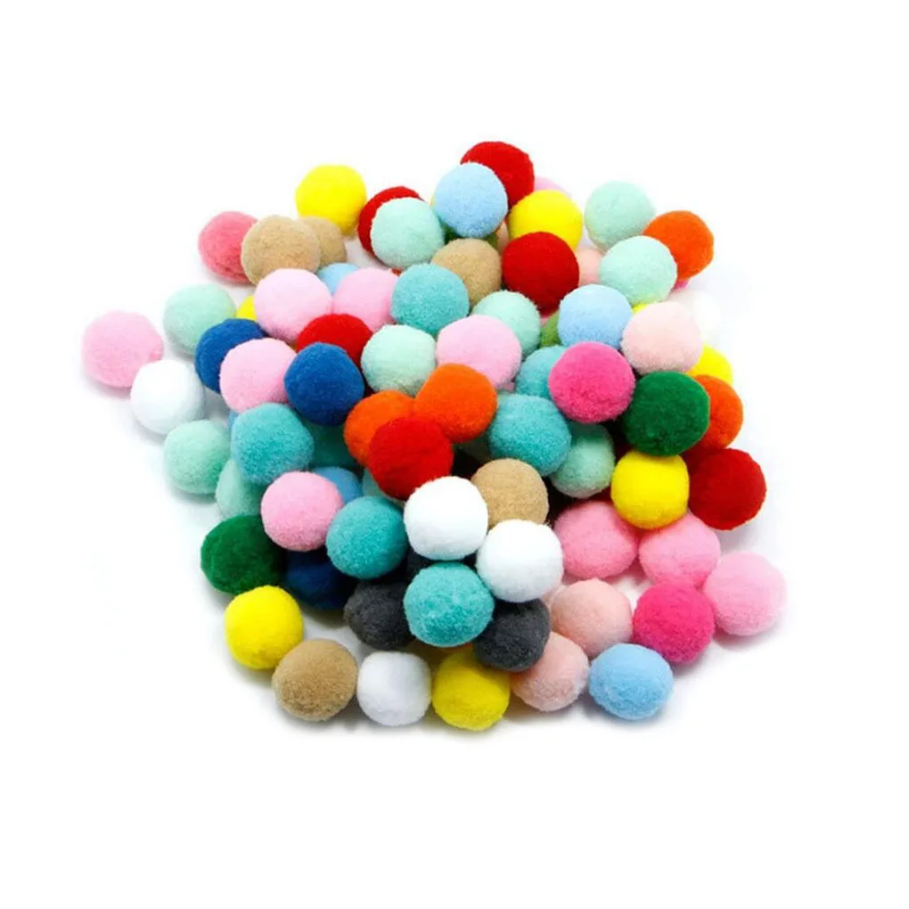 100 шт 3 см Смешанные цвета мягкий круглый шарик-помпон пушистый помпон для детей