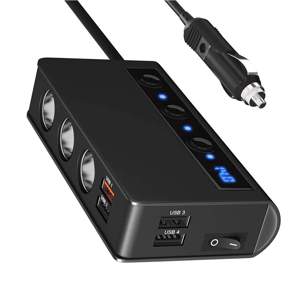 Max 100W Quick Charge 3.0 Cigarette Lighter Splitter DC 12V/24V 3-Socket with 4-Port USB Power Converter with Switches Car Kit
Max 100W Quick Charge 3.0 Cigarette Lighter Splitter DC 12V/24V 3-Socket with 4-Port USB Power Converter with Switches Car Kit