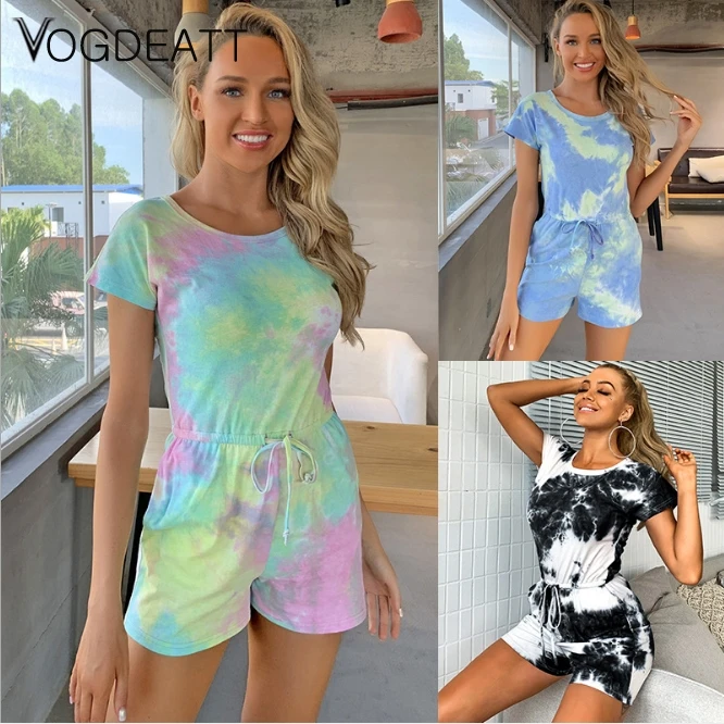 Casual Blue Tie-dye Short Sleeves Playsuit Fashion Women Summer Back Cutout Drawstring Jumpsuit High Waist Romper Overall
Casual Blue Tie-dye Short Sleeves Playsuit Fashion Women Summer Back Cutout Drawstring Jumpsuit High Waist Romper Overall