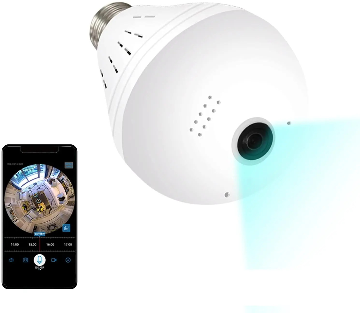 Wi-Fi-камера, HD-светильник с лампочкой 1080P, панорамная купольная камера видеонаблюдения с углом обзора 360 градусов, для домашнего наблюдения за...
Wi-Fi-камера, HD-светильник с лампочкой 1080P, панорамная купольная камера видеонаблюдения с углом обзора 360 градусов, для домашнего наблюдения за...