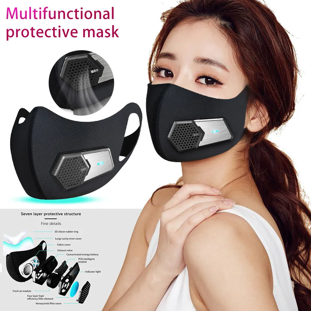 Cycling Riding Protective Face Mask Smart Electric Air Respirator With Compound Filter 5 Black Facemask mascarillas
Cycling Riding Protective Face Mask Smart Electric Air Respirator With Compound Filter 5 Black Facemask mascarillas