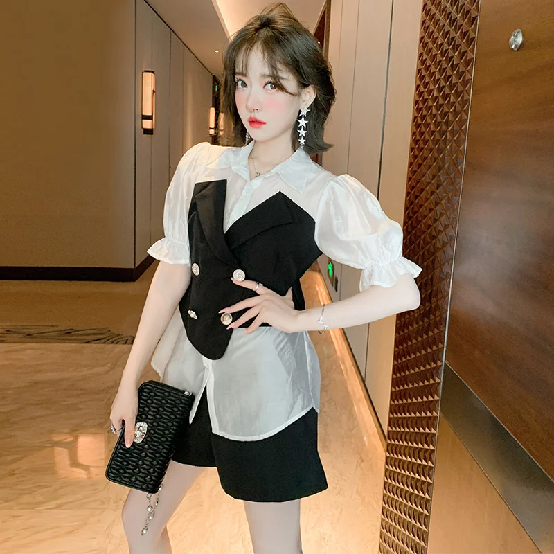 CMAZ Dress For WomenSpot Miuco Niche Design Color Contrast Patchwork Fake Two Pieces Shirts High Waist Figure Flattering Shorts
CMAZ Dress For WomenSpot Miuco Niche Design Color Contrast Patchwork Fake Two Pieces Shirts High Waist Figure Flattering Shorts