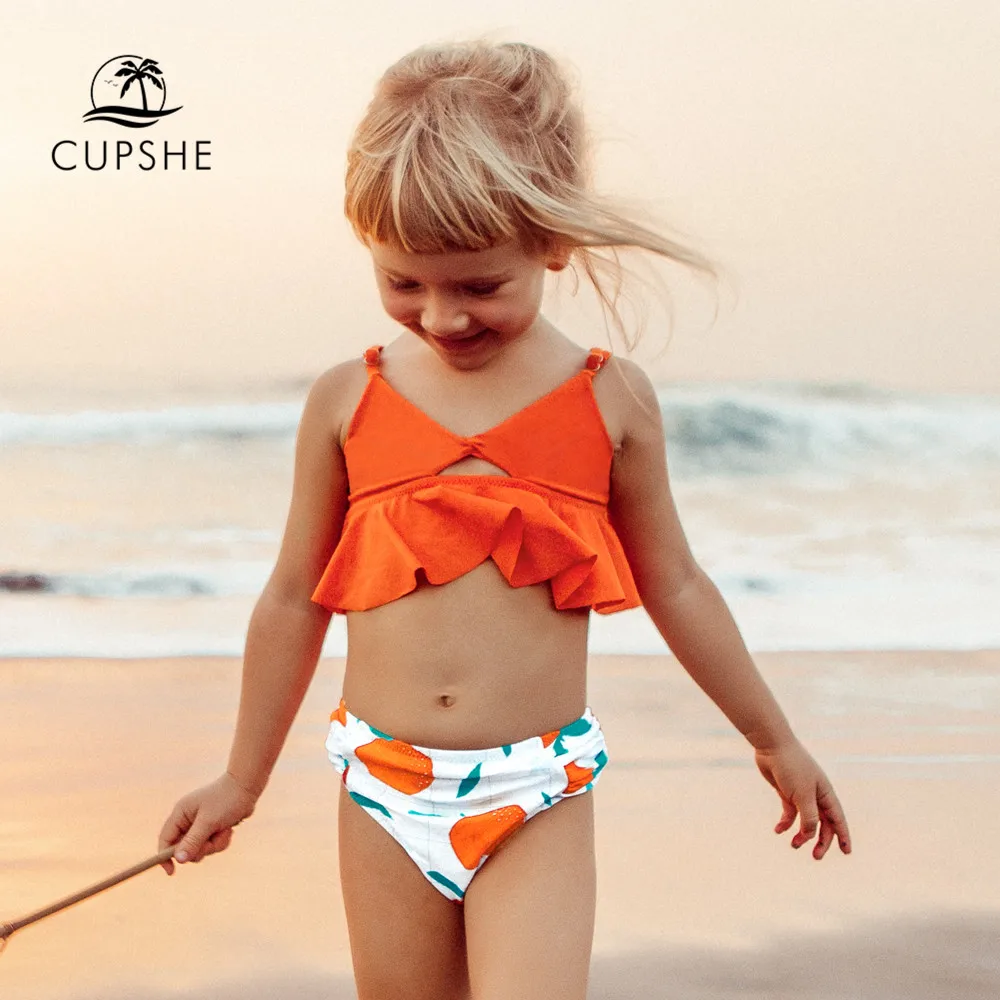 CUPSHE твист вырез рюшами танкини для девочек детей ясельного возраста детские