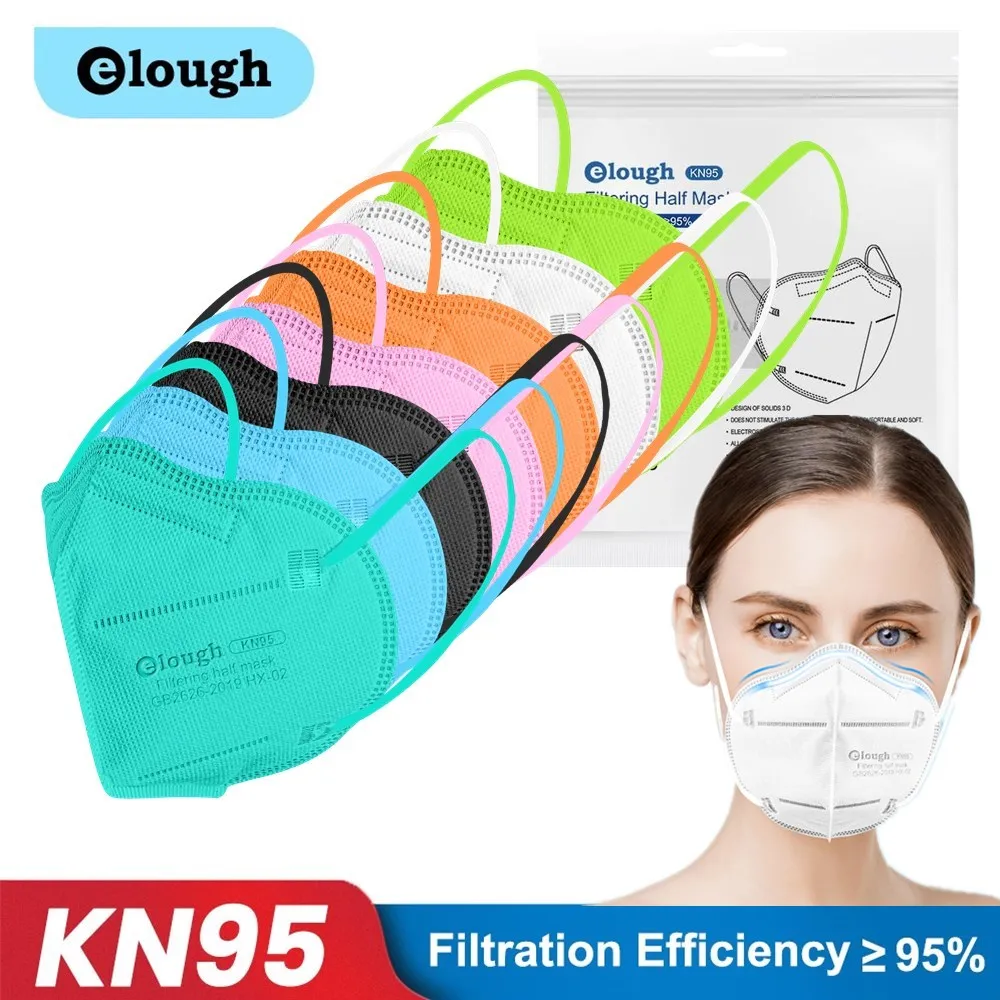 Elough ffp2 маска для лица kn95 mascarillas 5-слойная тушь рты fp2 маски kn 95 mascarilla fpp2 homologada españa |