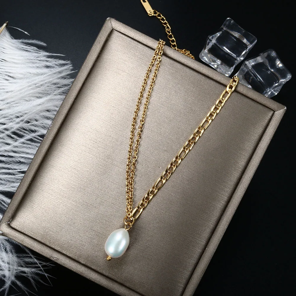 Stainless Steel Double Chain Freshwater Pearl Necklace For Women Fashion Necklace Jewelry Gift
Stainless Steel Double Chain Freshwater Pearl Necklace For Women Fashion Necklace Jewelry Gift