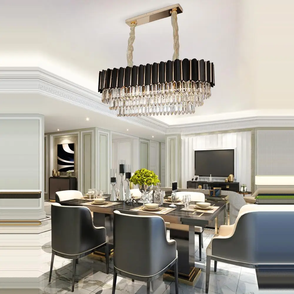 Modern Stainless Steel Crystal Black Round Oval Lustre LED Chandelier Lighting LED Lamp LED Light For Foyer
Modern Stainless Steel Crystal Black Round Oval Lustre LED Chandelier Lighting LED Lamp LED Light For Foyer
