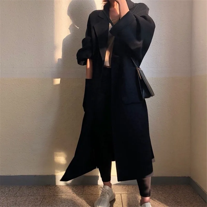 2019 Fashion Woolen Coat Temperament Loose turn down collar Autumn New Women's Long-Sleeve Bandage Cardigan warm woolen coat 
2019 Fashion Woolen Coat Temperament Loose turn down collar Autumn New Women's Long-Sleeve Bandage Cardigan warm woolen coat