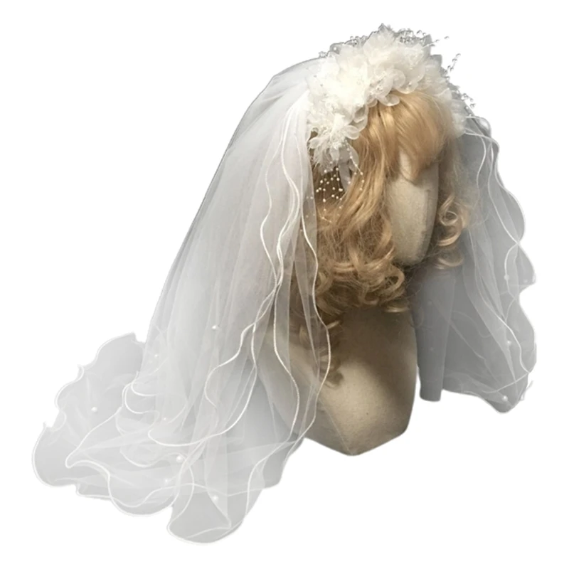 Bride Multi Layer Wedding Veil Headband White Flower Pearl Beading Hair Hoop W0YA 
Bride Multi Layer Wedding Veil Headband White Flower Pearl Beading Hair Hoop W0YA