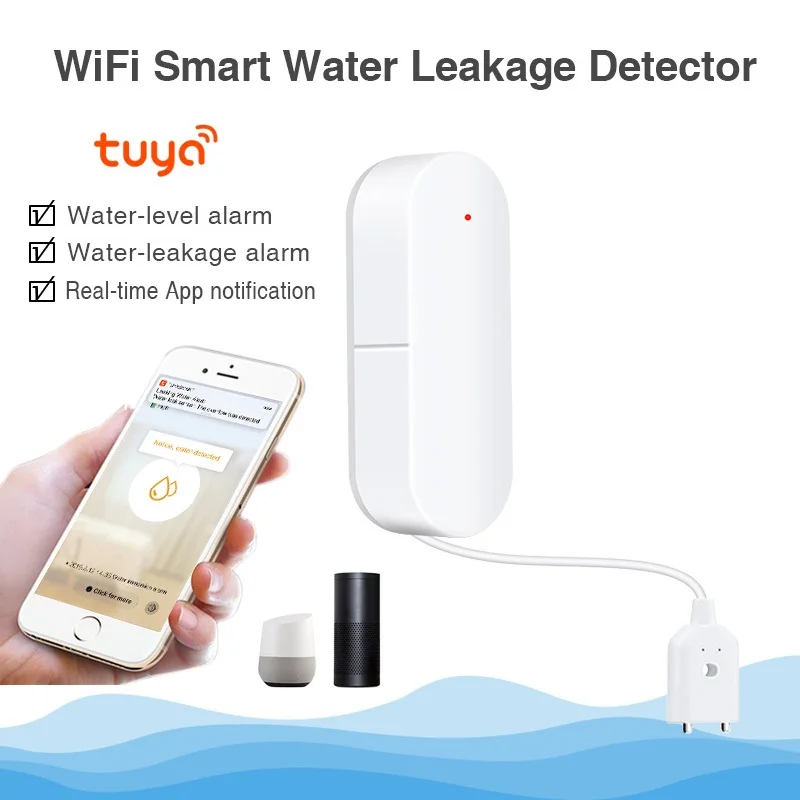 QOLELARM Tuya Smart WIFI Water Leakage Alarm Detector App Notification Alerts Water Sensor Alarm Leak Home Security
QOLELARM Tuya Smart WIFI Water Leakage Alarm Detector App Notification Alerts Water Sensor Alarm Leak Home Security