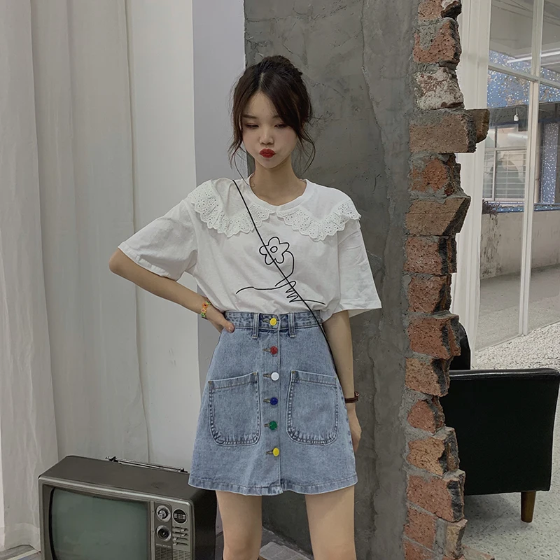 Denim Skirt Summer Womens Short A-line Button Skirts High Waist Pockets Clothes For Female Casual Summer Women Bottom B04319B
Denim Skirt Summer Womens Short A-line Button Skirts High Waist Pockets Clothes For Female Casual Summer Women Bottom B04319B