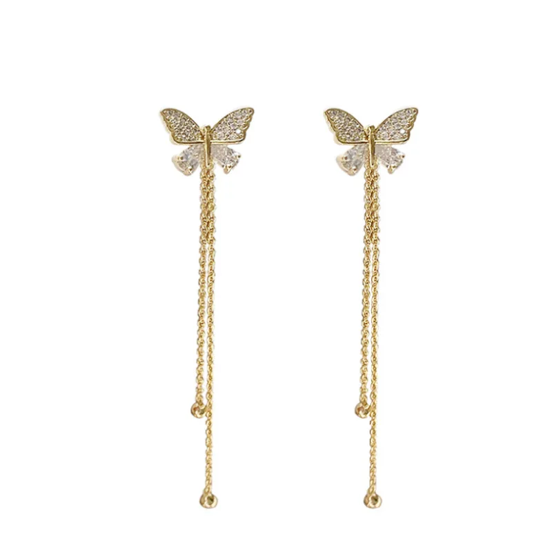 New Exaggerated Vintage Fashion Temperament Zircon Butterfly Tassel Drop Earrings For Women Girls Daily Popular Jewelry
New Exaggerated Vintage Fashion Temperament Zircon Butterfly Tassel Drop Earrings For Women Girls Daily Popular Jewelry